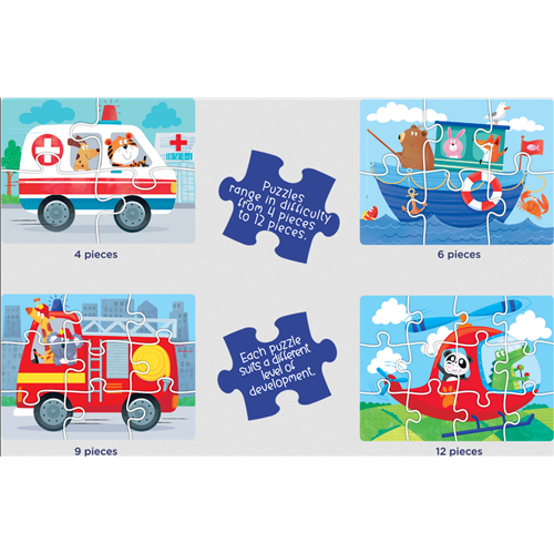 4 in 1 Puzzle Set  Things That Go 1